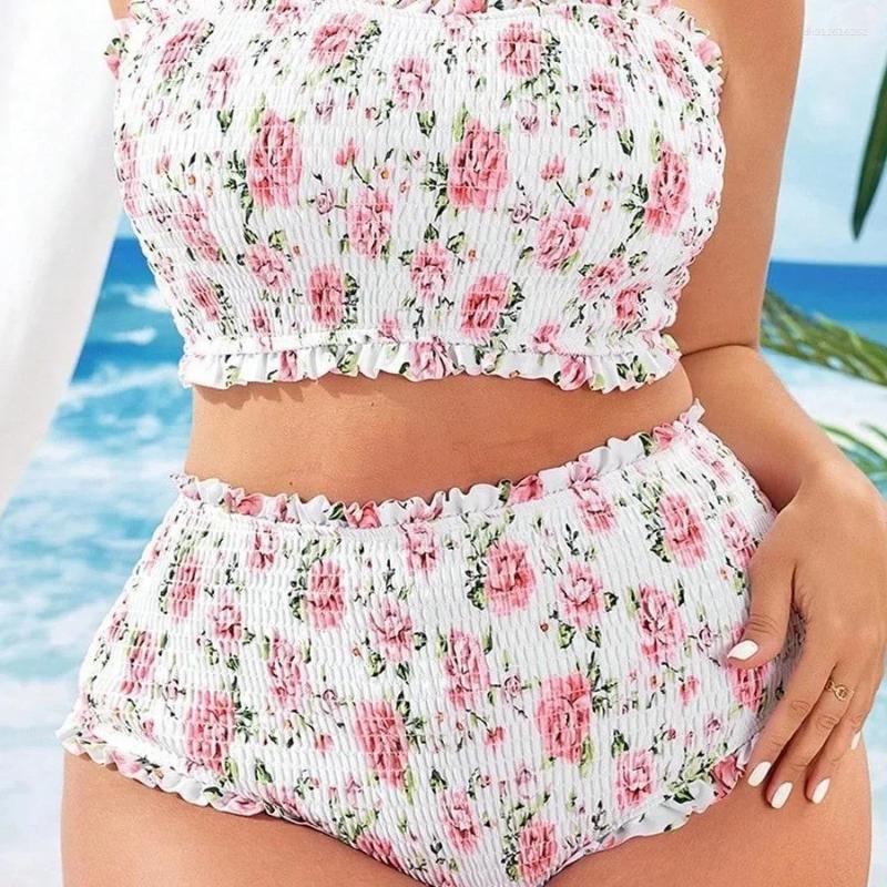 Women's Swimwear Sexy Bikini Set Two-Piece Swimsuit Large Size Cross-Border Print Strapless Xingyatu 2025 Arrival