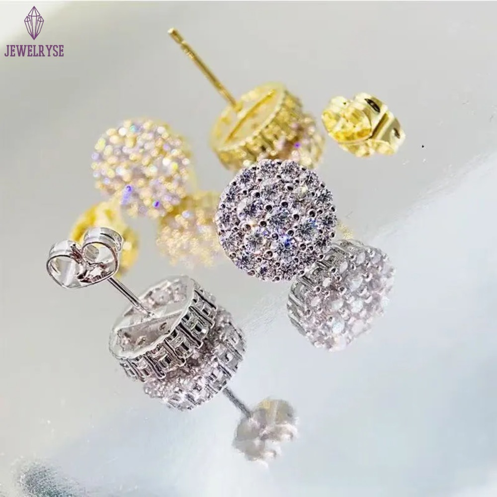 Fashion VVS Diamond Earrings Round Hip Hop Jewelry GRA Moissanite Screw Back Earring For Women