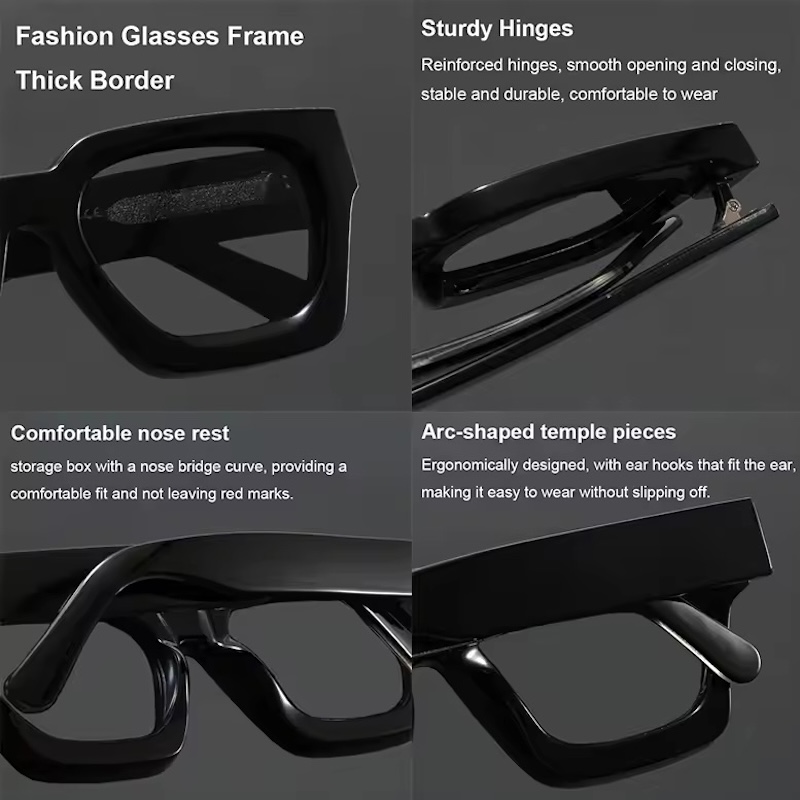 Anti Blue Light Gaming Glasses Optical Computer Work Daily Anti-Glare Blocking RX Myopia Sunglasses Retro Punk Oversized Square Women Men, CB Fashion 