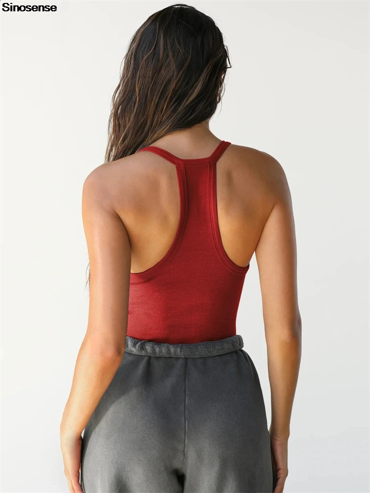 Womens casual summer vest top sexy deep V-neck sleeveless basic Kami top ultra-thin knitted ribbed back Y2K ultra-thin fit top 250422