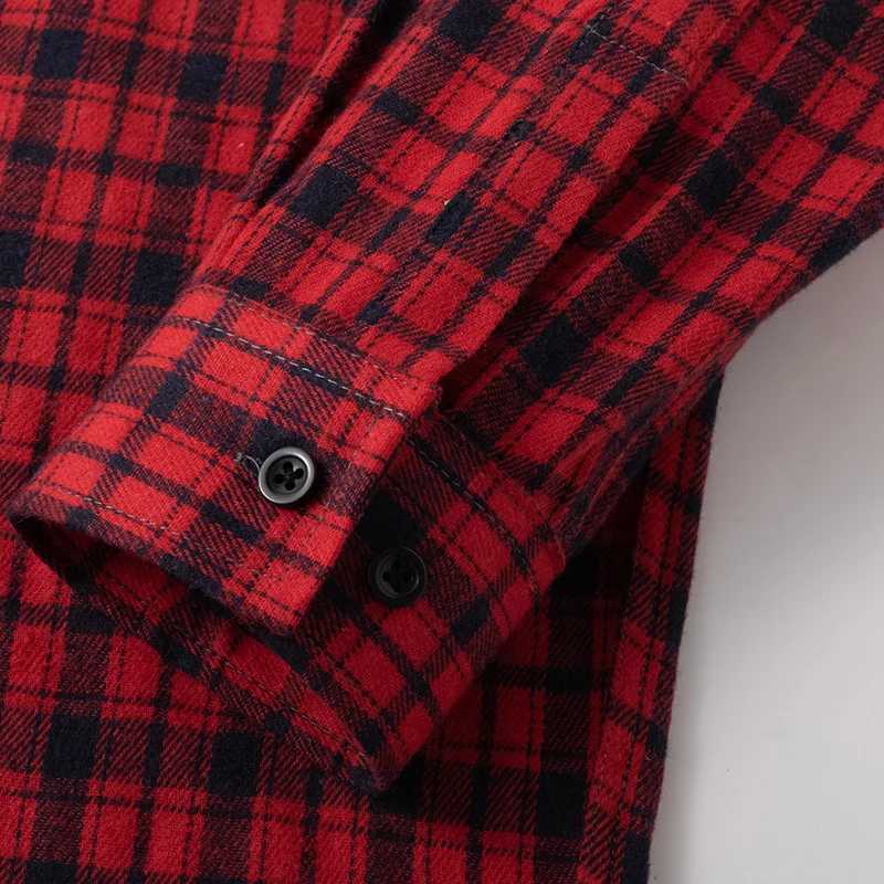 Men Shirt Plaid Flannel Casual Long Sleeve Red Checkered Loose Mens Slim Shirt Oversized Office Business Male Soft Male ShirtW251128 - view 4