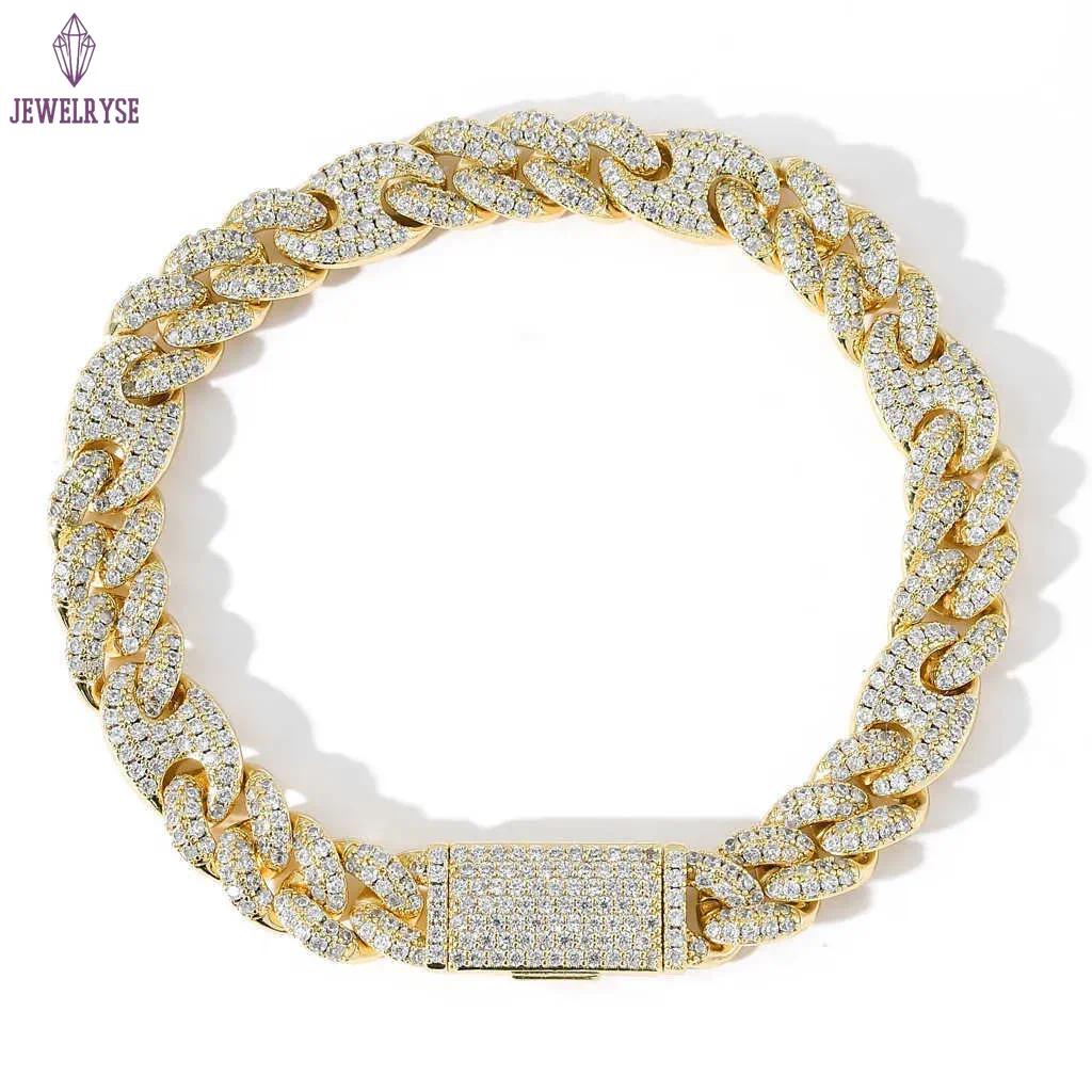bracelet necklace moissanite Diamond Miami 10mm 15mm Wide Pig Nose Trend Bracelet Micro-inset Zircon Cuban Chain Male and female rapper Hip Hop bracel