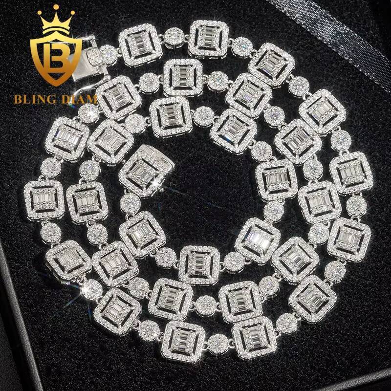 Blingdiam Custom Hip Hop Iced Out High Quality Cuban Necklace 925 Sterling Silver Moissanite Cuban Link Chain