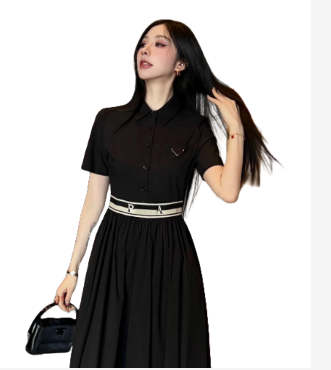 2025 Womens Casual Dresses Fashion Suit Pleated Dress Double-breasted Suits Elegant Women Long Sleeves Dresses Summer Classic Print Dress 23ss