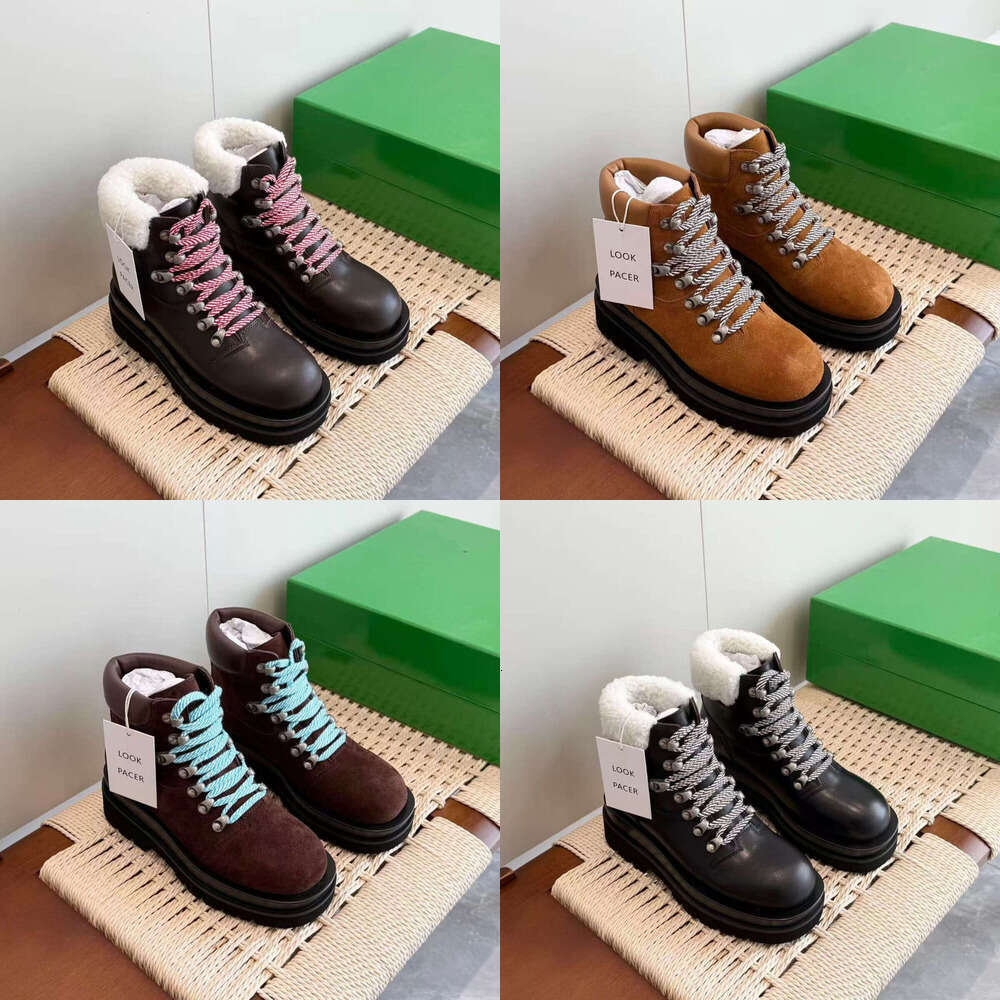 Casual boots knight boots Martin boots hike shoe autumn winter designer shoe snow boot Womens Lug Ankle Boot Caramel Lace up Hiking Boots suede flat platform boot