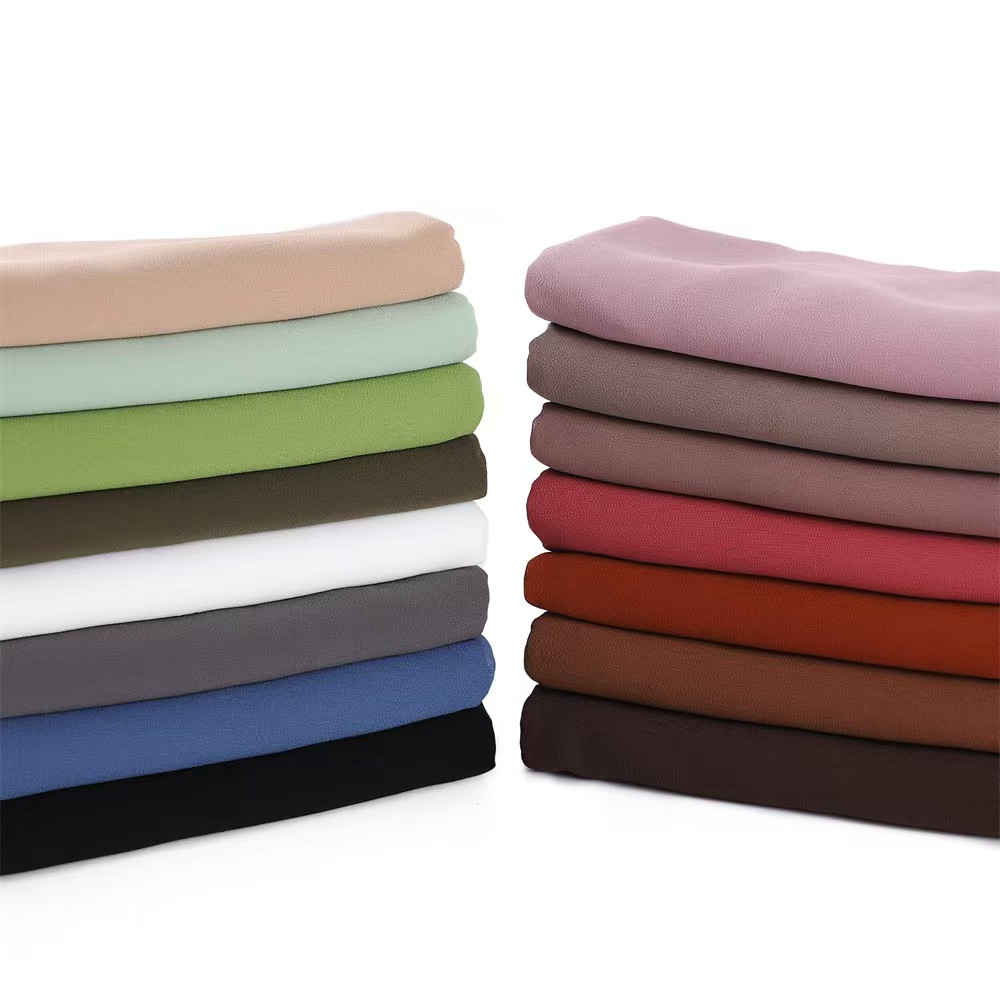 K550 Cross-border solid color semi-circular rounded pearl chiffon long scarf soft breathable drape headscarf shawl scarf