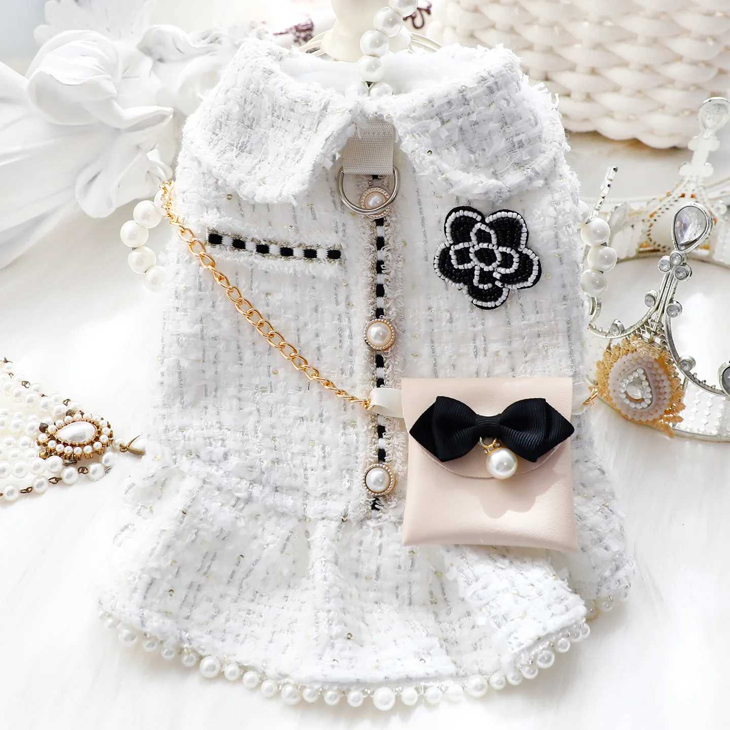 Winter Fall luxury Pet Clothes Luxury Princess Dress With Pearl Bowknot Small Dogs Cats - Perfect For Bichon Frise Schnauzer M251128