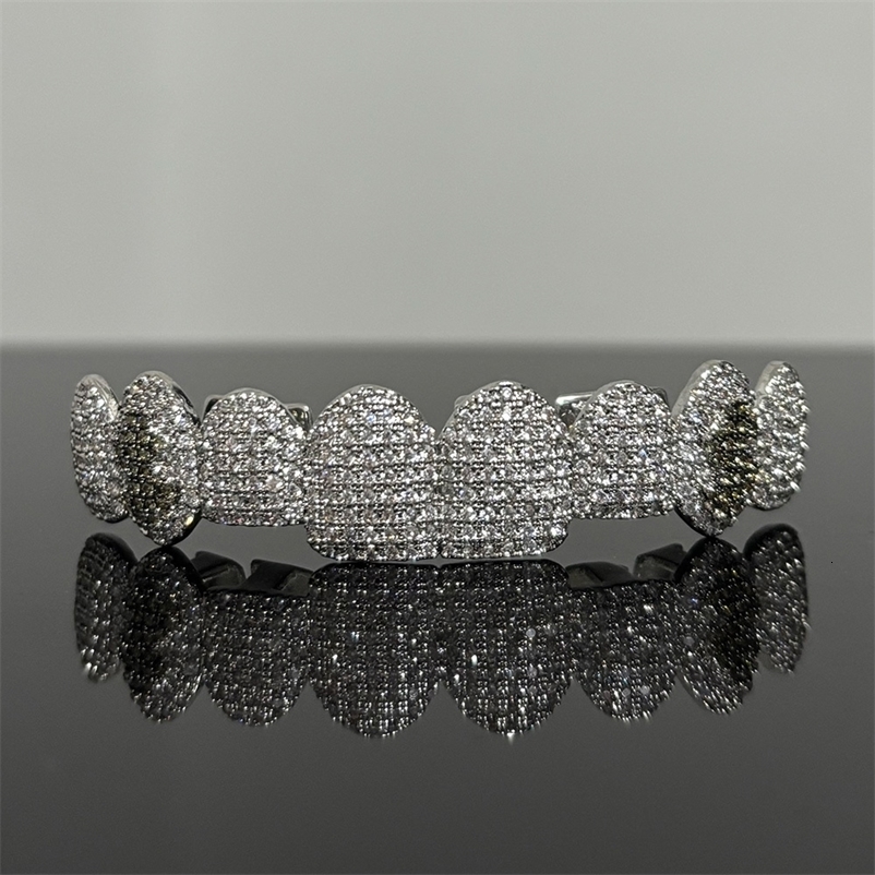 RACHELZ Iced Out CZ Stone Dollars Teeth Gold Silver Color Cubic Zircon Tooth Caps For Women Men Jewelry 250427