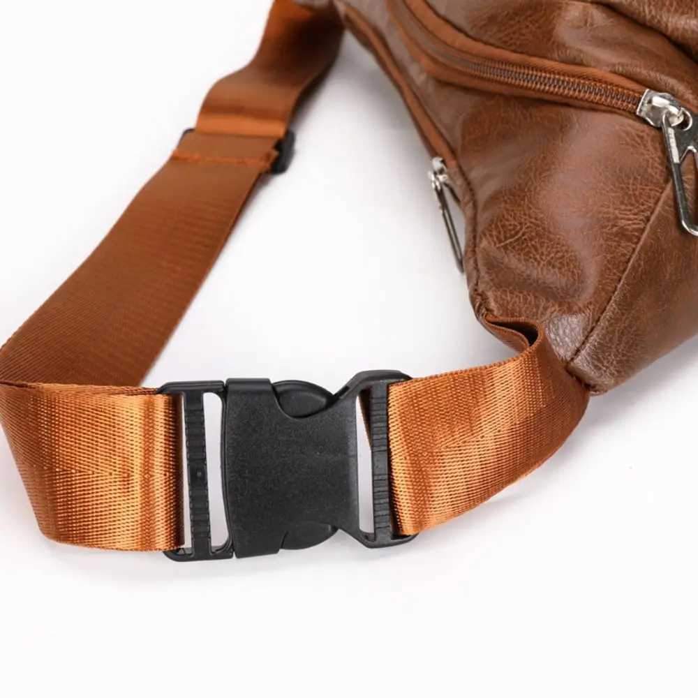 Large Capacity Waist Bum Bag Casual Waterproof Solid Color Fanny Pack PU Leather Chest BagT251128