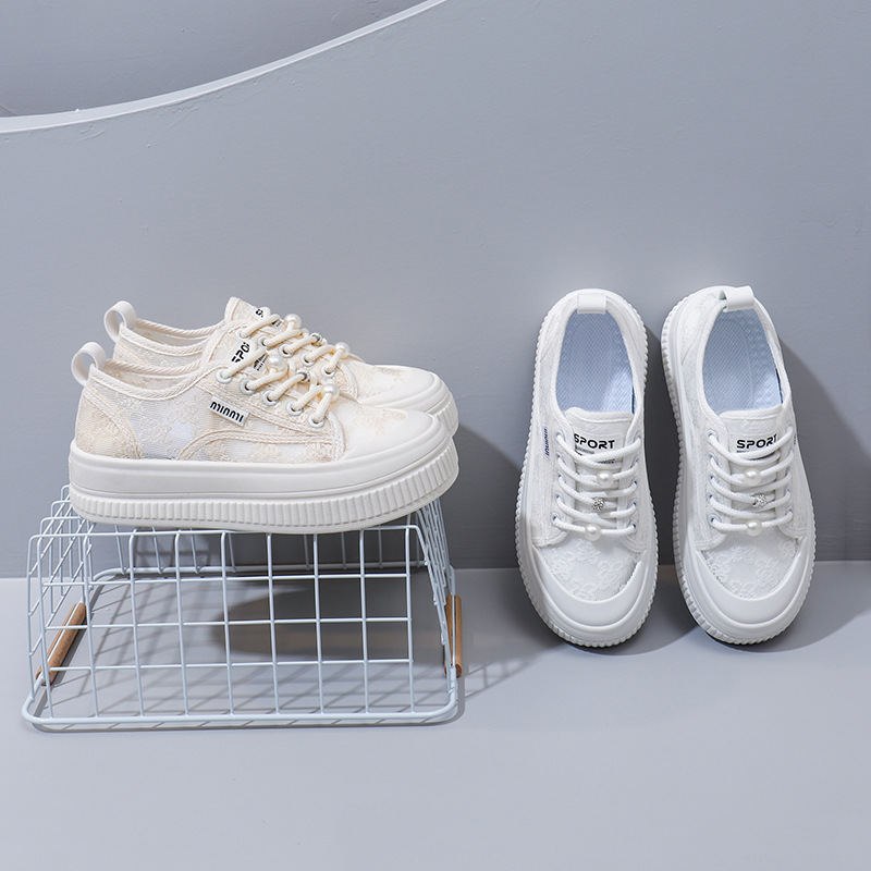 Free shipping designer 2025 Summer internet-famous breathable white sneakers, women's net shoes, versatile thick-soled lace thin casual shoes