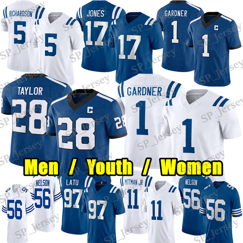 #84 Tyler Warren Football Jersey #28 Jonathan Taylor Sauce Gardner Anthony Richardson Daniel Jones Quenton Nelson Nick Cross Michael Pittman Jr Laiatu Latu jerseys