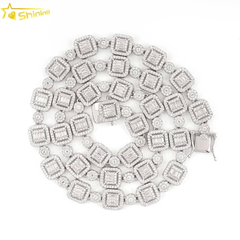New Arrivals Hip Hop Iced Out Emerald Cut Moissanite Cuban Necklace for Women Men
