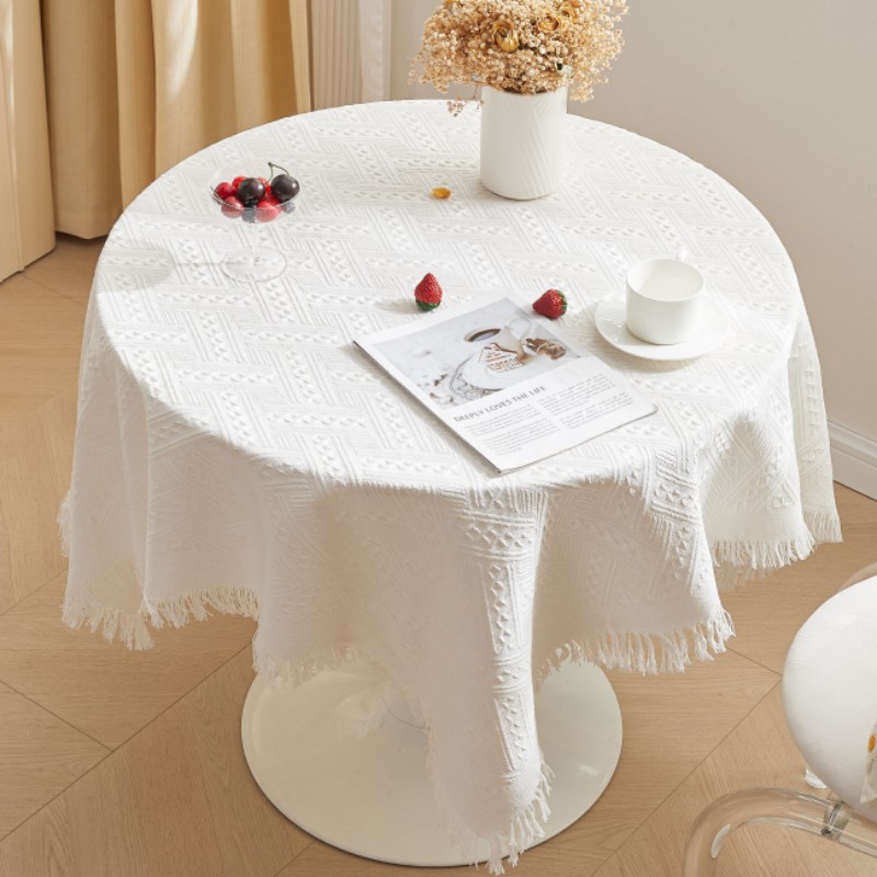 A846 lace white tablecloth, INS style, round table, square table, coffee table, bedside table, desk, photo background cloth, tablecloth