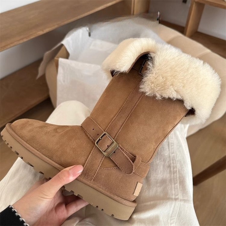 Knight boots fur-lined snow boots for women new style thick-soled women's high-top winter versatile thickened and warm cotton shoes
