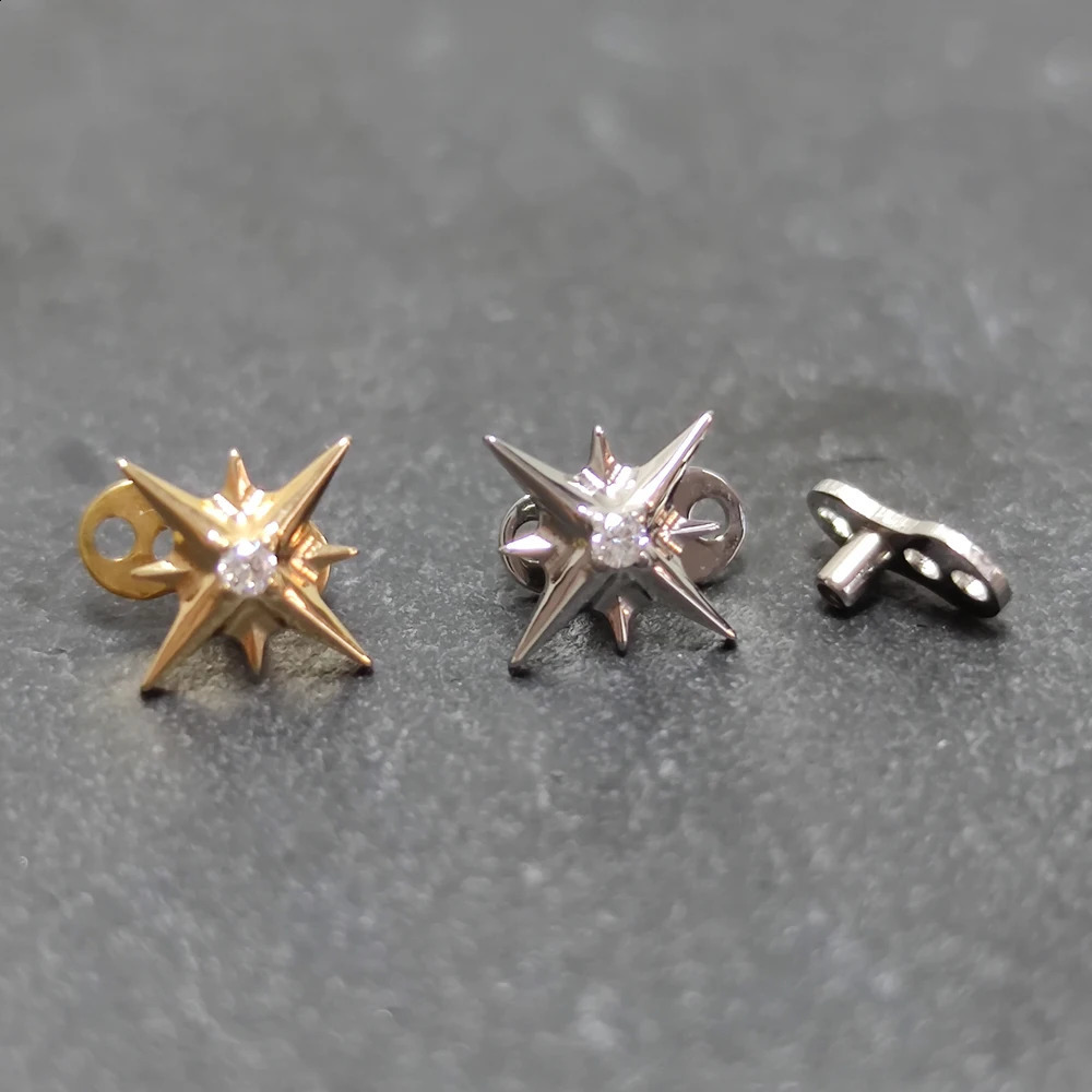 G23 Zircon Micro Dermal Anchor Piercing Tiny Dermal Anchor Flower Surface Piercings Skin Diver Body Jewelry 250428