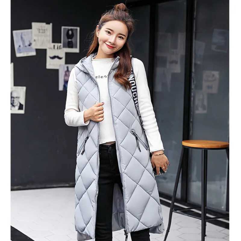Womens Sleeveless Vest Long Down Padded Jacket Solid Color Hooded Loose Ladies Fashion Casual Warm Winter Jacket Vest WomenT251128