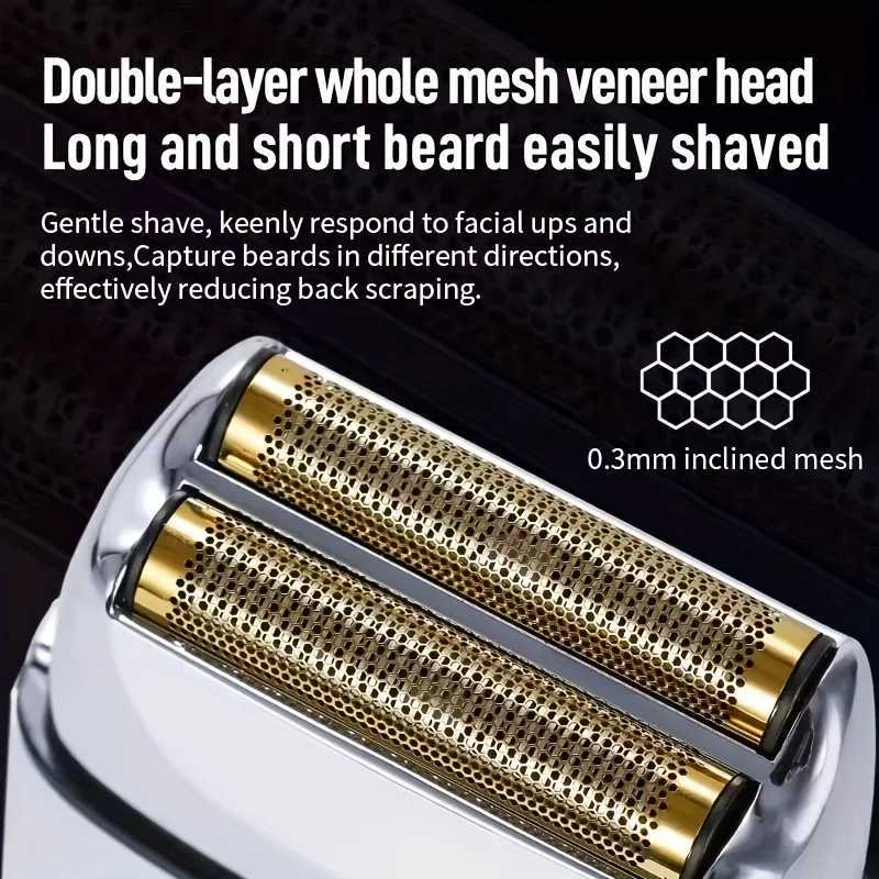 Kome KM-TX1 Mens Electric Shaver Double Blade USB Charging High-End Metal Gift Box Shaving Razor for Smooth Facial Hair Removal C251128