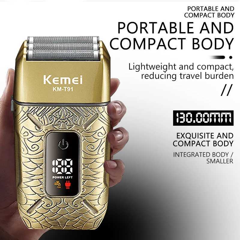 Kemei Electric Triple Blades Razor Rechargeable Barber Foil Shavers Professional Cordless Bald Head Shaving Machine Men KM-T91 C251128