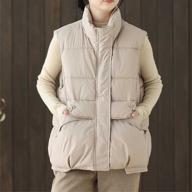 Duck Down Vest for Women Harajuku Loose Jacket Casual Outerwear Short Waistcoat Windproof Vest Warm Coats Female OutwearT251128