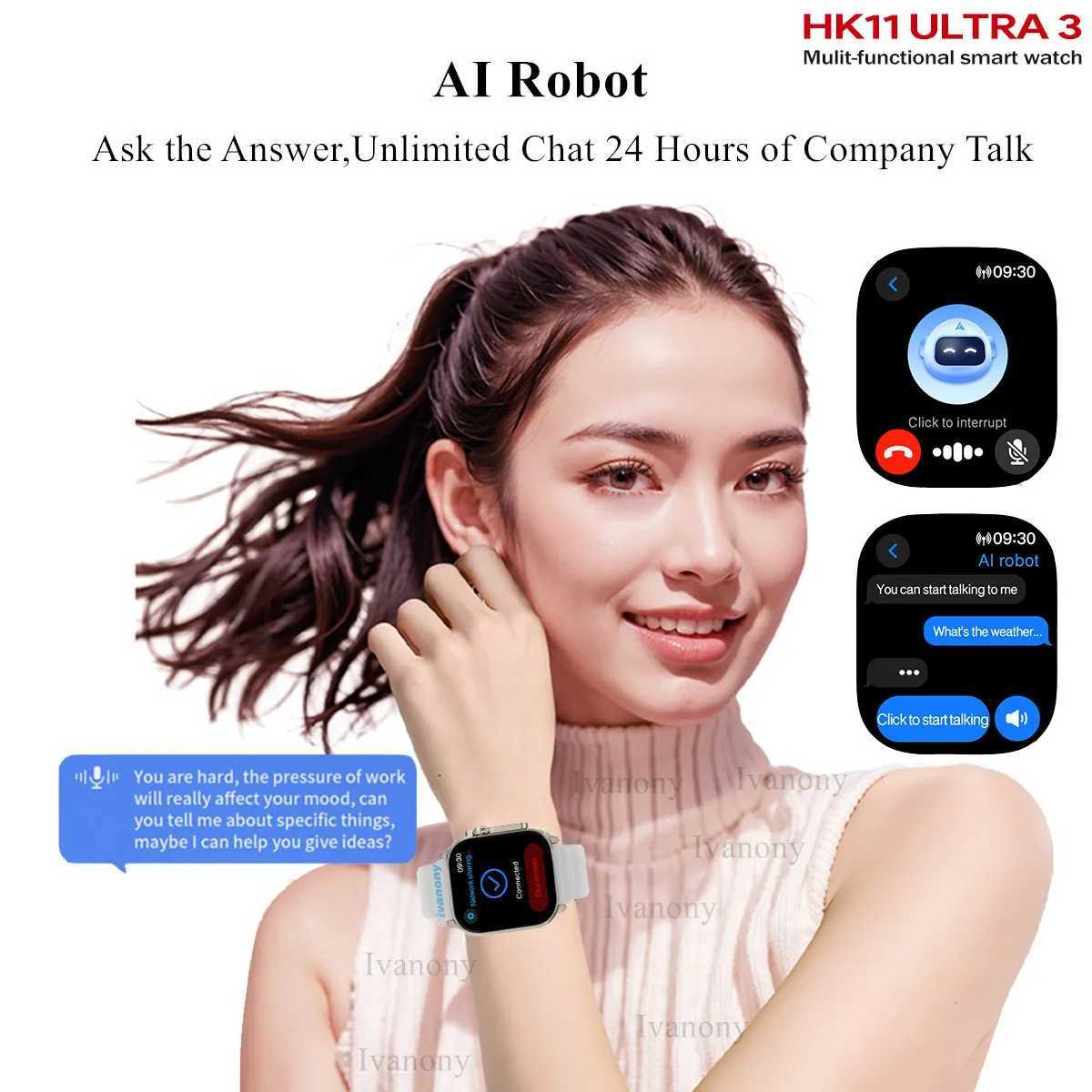 2025 NEW HK11 Ultra 3 Smart Watch Amoled Screen Compass AI Translate Answer Call TWS Connect Voice Wake up Smartwatch Men WomenW251128