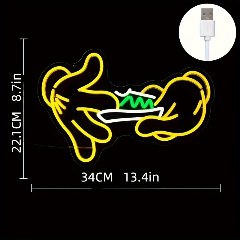 Holding Neon Sign for Wall Decor Glove Neon Light Green Leaf LED for Bedroom Living Room Shop Mall Supermarket Bar Man Cave Decoration