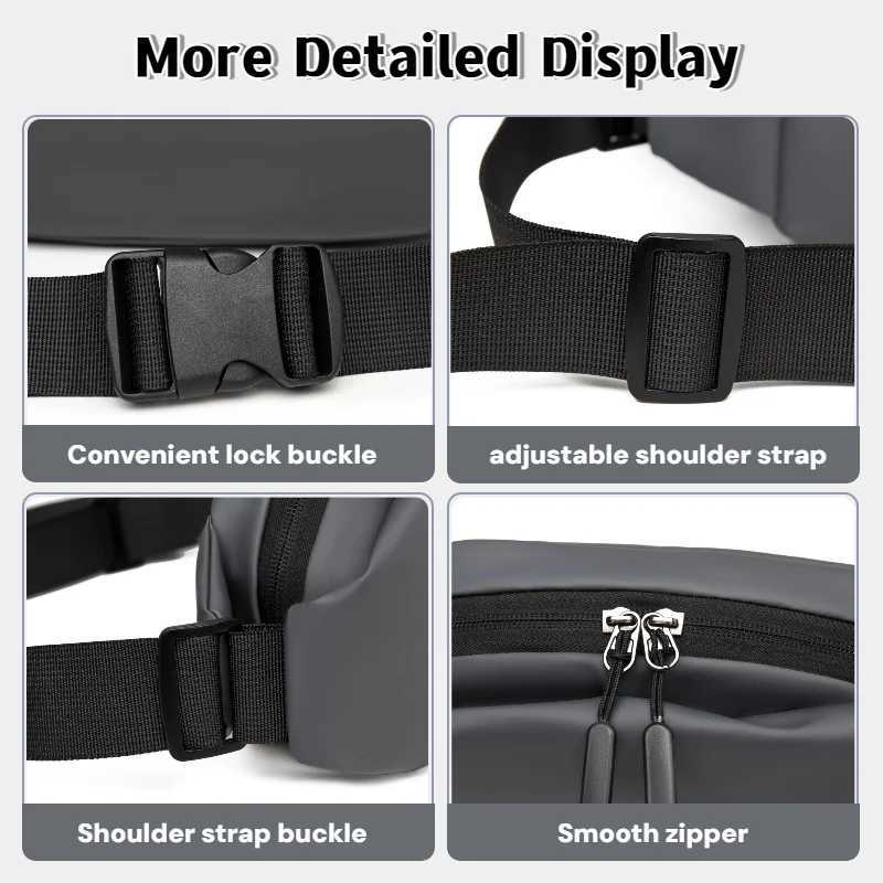 Mens Minimalist Waist Bag Made of PU Fabric Suitable for Outdoor Sports Waist Bags Daily Shoulder Bags Casual Crossbody BagT251128