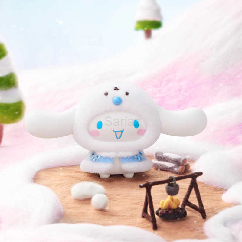 Sanrio Genuine Small Cloak Series Flocking Blind Box Trendy Toy Kuromi Kt Flocked Keychain Face Changing Mystery Box Girl Gift H2512171