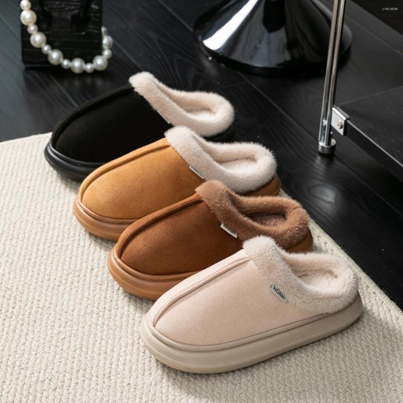 Slippers Fashion Fluffy Platform Soft For Women Plush Warm Cotton Shoes Comfortable Non-Slip Autumn Winter Unisex Home Slipper
