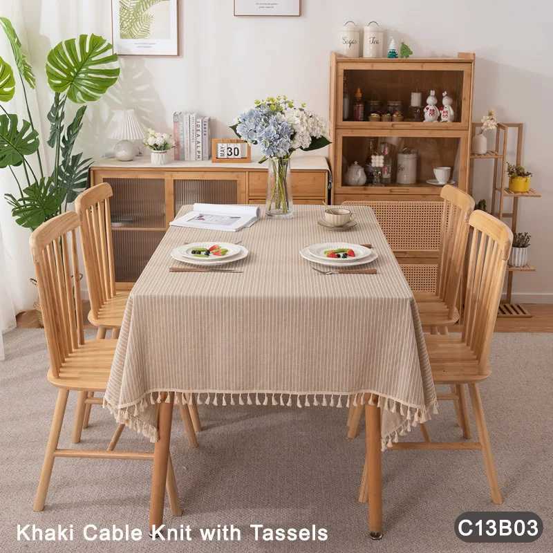 Tovaglia Rettangolare Stile Wabi-Sabi In Cotone Jacquard Con Righe Geometriche …