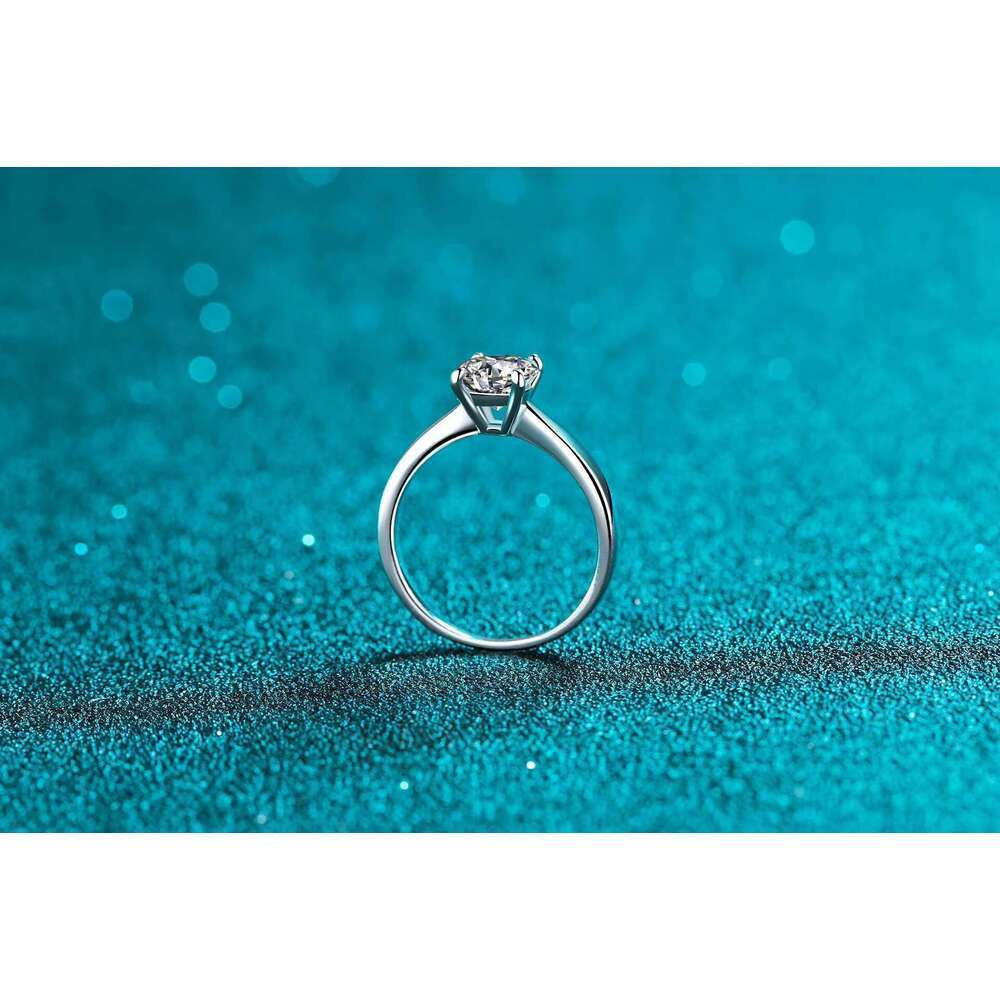 DHCollections 925 Sterling Silver Moissanite Ring Adjustable Open Design Engagement Wedding Jewelry 50pt 1ct 2ct