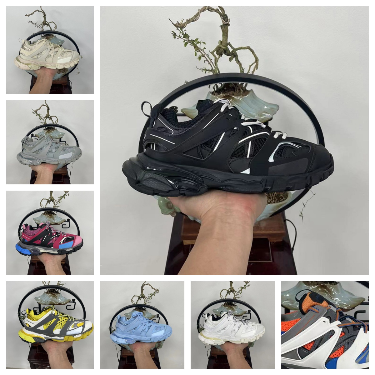 Luxury Brand Designer Mens Women Casual Shoes Track 3.0 Triple White Black Tracks Trainers 2 Gomma Leather Trainer Nylon Printed Platform Sneakers Shoes With Box