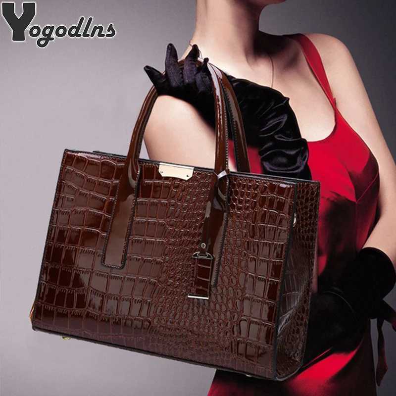 Luxury Handbags Alligator Designer PU Patent Leather Crossbody Bag For Women Tote Retro Ladies Messegner Shoulder Bag Bolsa K251128