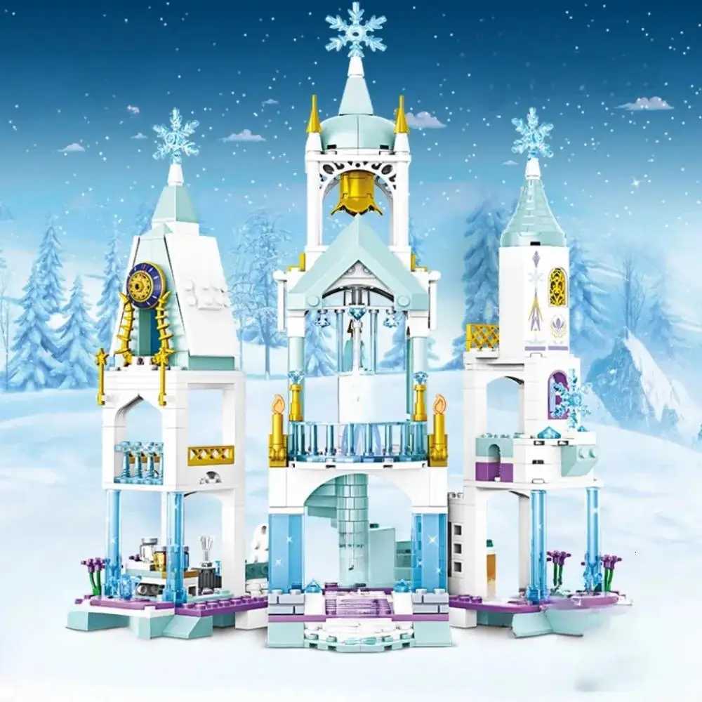 350pcs Ice Queen Castle Building Blocks Set Princess Elsa Frozen Castle Toy for Kids - Snowflake Design Creative Play Y251128