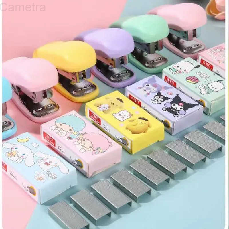 Sanrio 6/24pcs Cinnamoroll Mini Stapler Set Kulomi Pachacco Student Binding Tools Stapler Kids Stationery School Office Supplies H251128