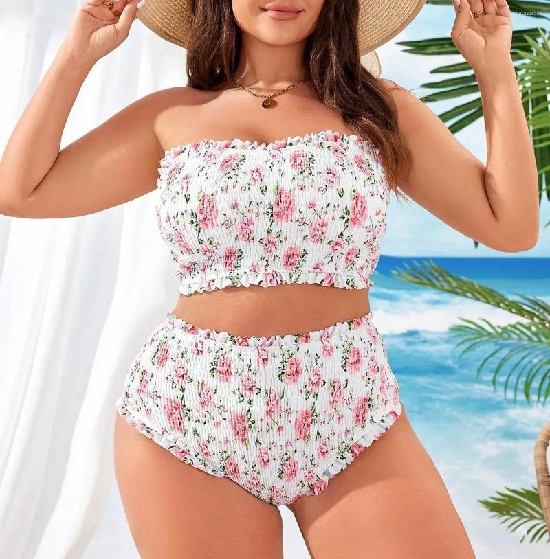 Women's Swimwear Sexy Bikini Set Two-Piece Swimsuit Large Size Cross-Border Print Strapless Xingyatu 2025 Arrival