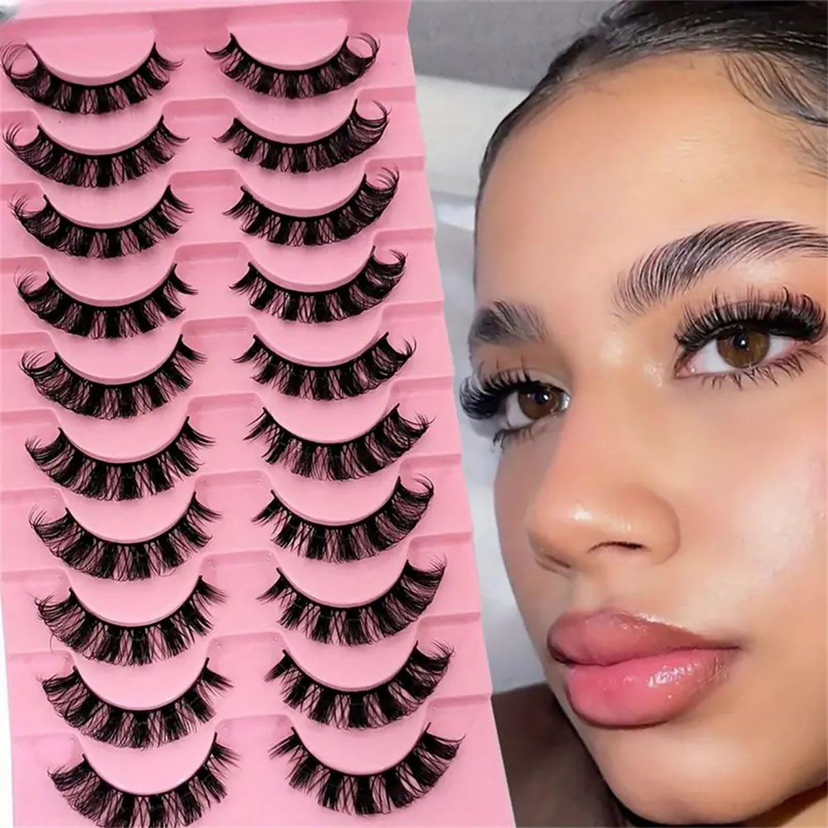 Super Roll Russian False Eyelashes 3D Lash Strips Reusable Fluffy Extensions 10 Pairs Christmas Gift for Youth Makeup Pack Cosmetic