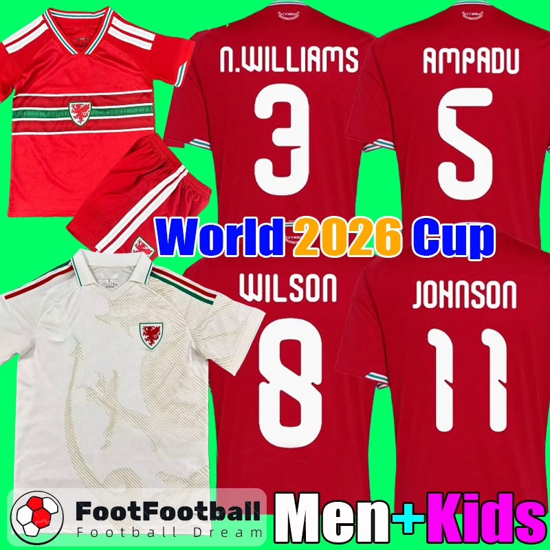 2026 Wales soccer jerseys kit de foot football 2025 25 26 home AWAY third Football shirt men kids Kit camisetas de futbol tops