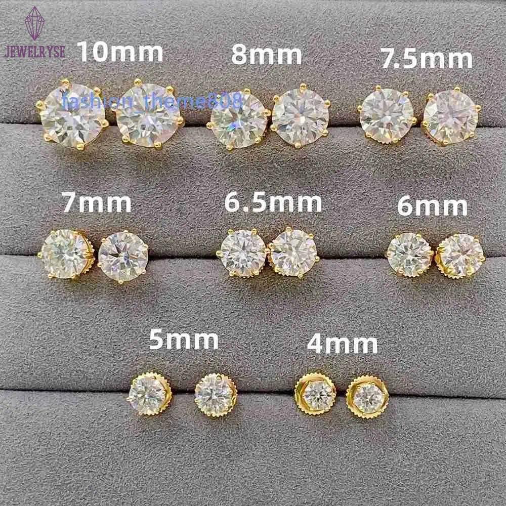Pass Diamond Tester Classic 6 Prong 925 Sterling Silver Moissanite Screw Back Stud Earrings