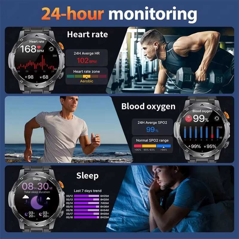 2025 1000mAh Super Capacity Battery Adult Men Smart Watch 17-inch Large Screen BT Call IP68 Waterproof SmartWatch SportsW251128