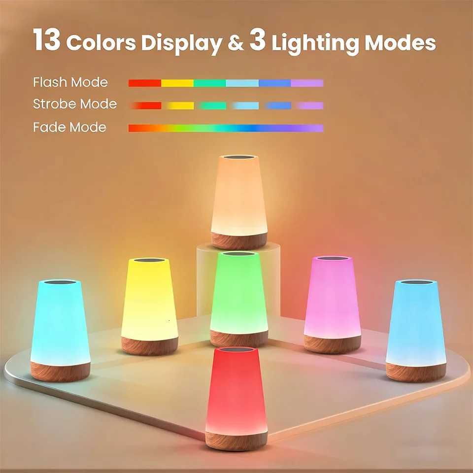 13 Color LED Changing Night Light Remote Control Touch USB Rechargeable RGB Night Lamp Dimmable Lamp Portable Table Bedside Lamp M251128