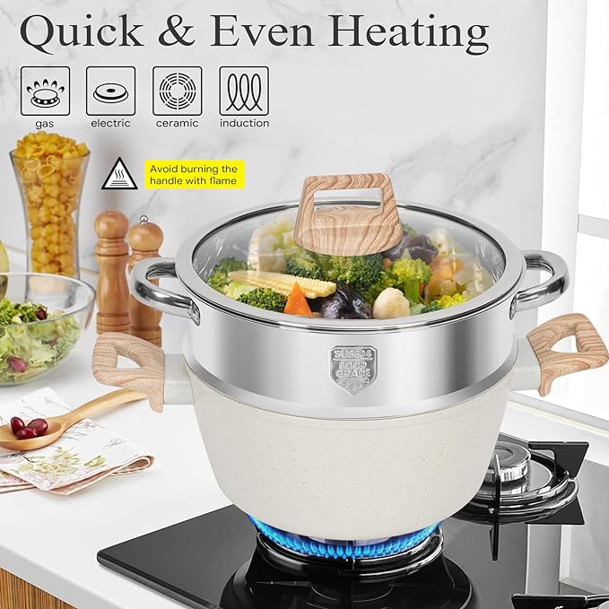 17-Pcs Pots and Pans Set Non Stick Kitchen Cookware Sets Nonstick Induction Cookware Non-toxic Black Granite Cooking Tools with Stay-Cool Handles Sili