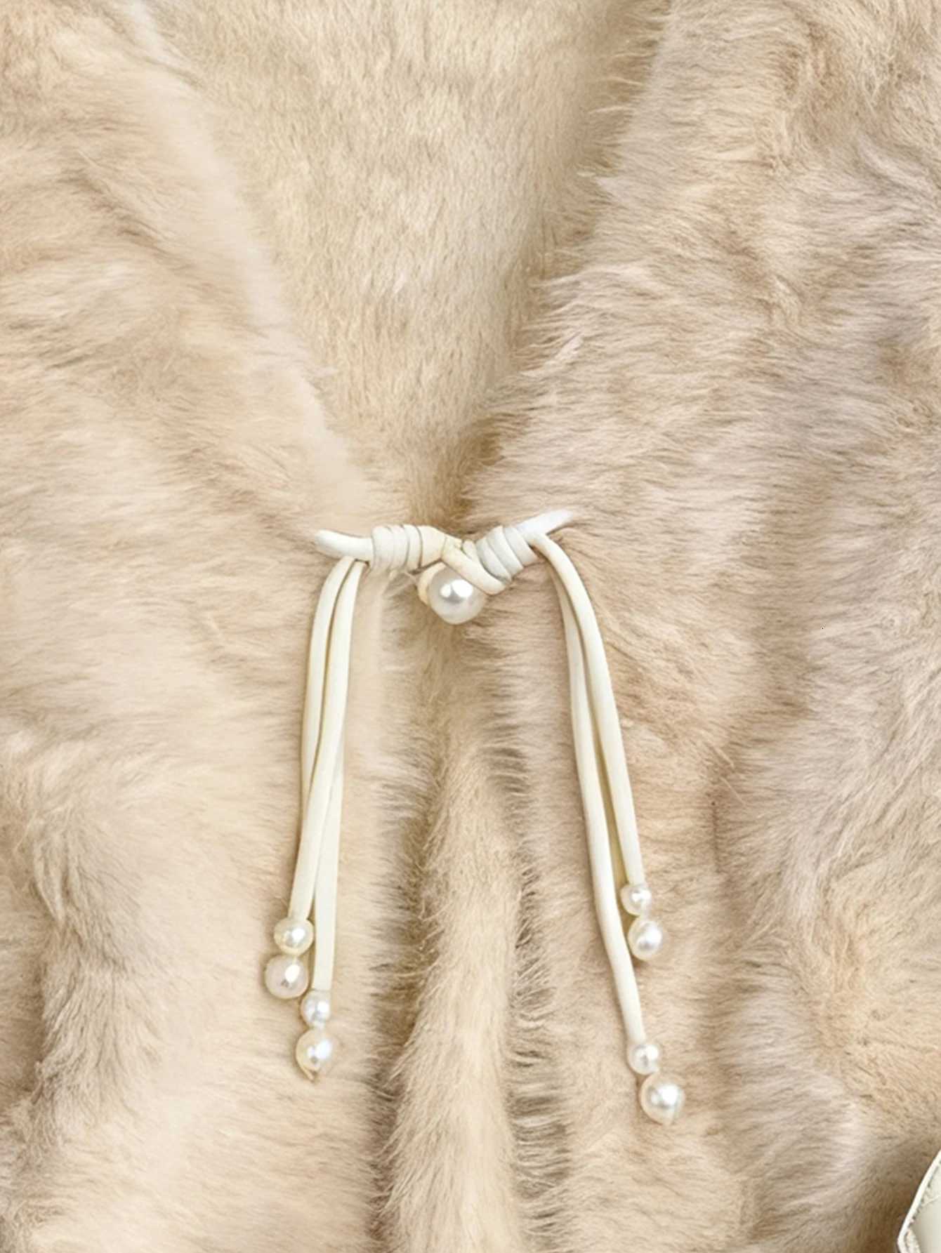 Fuzzy Knit Front-Tie Sweater Vest Cardigan Sleeveless Vest Versatile Elegant Loose Comfortable New Autumn and Winter StyleT251128