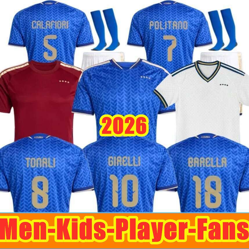 Maglia Italy soccer jerseys 2026 2027 home away 26 27 ITALYS football shirts tonali women adult kids kit fans player short sleeve top quality GOALKEEPER