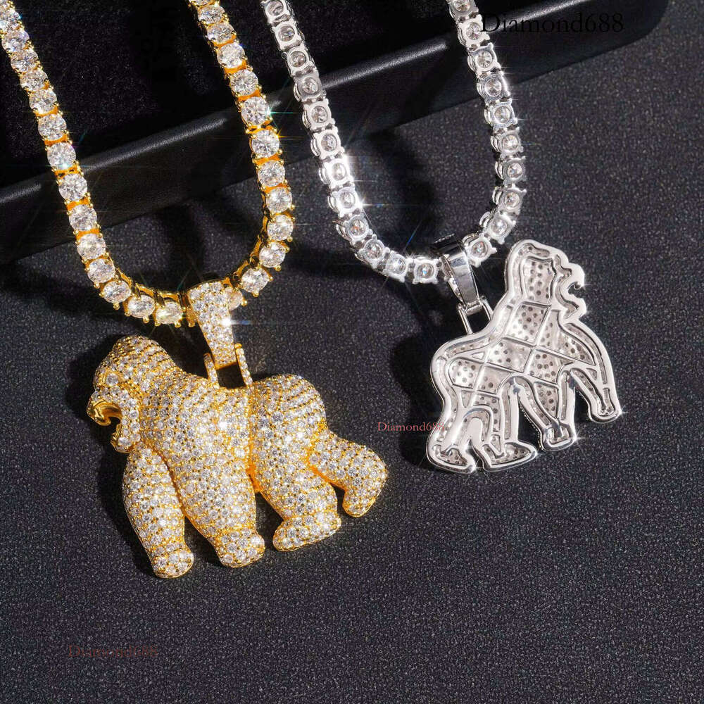 Sparkly Orangutan hip-hop Ice out 925 sterling silver VVS Moissonite Diamond pendant for quick delivery of a man's gift