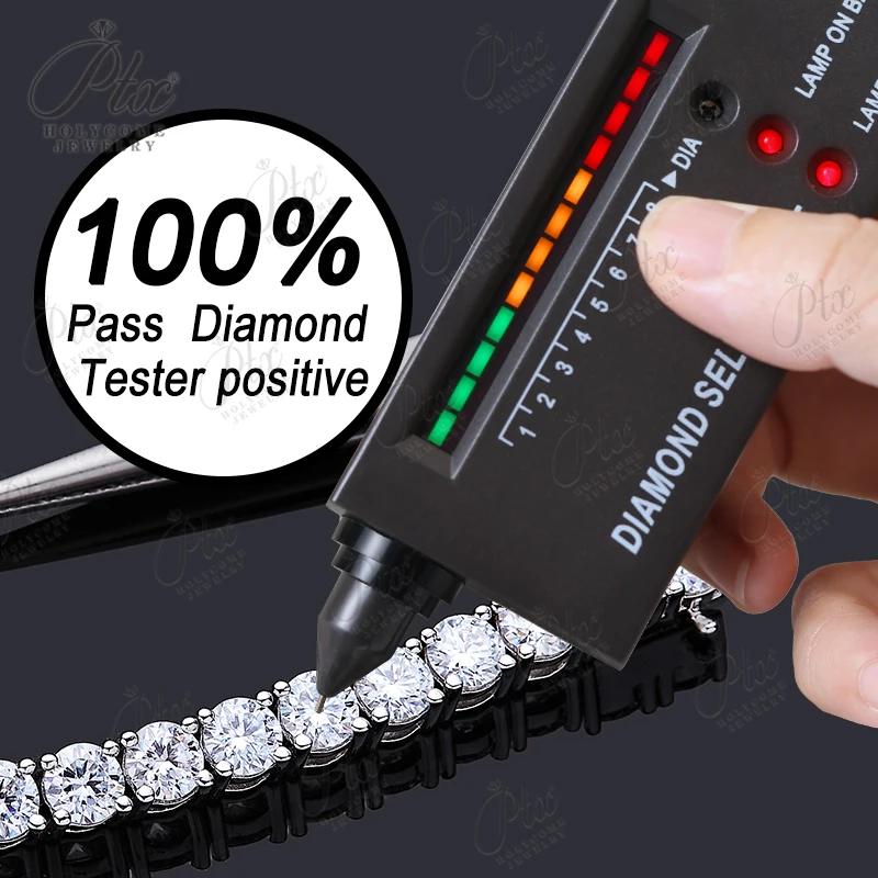 Unisex Hip Hop D VVS1 Moissanite Tennis Chain Original 925 Sterling Silver 3.0mm-6.5mm Moissanita Bracelet Necklace Hiphop Diamond Tennis Chain for Wo