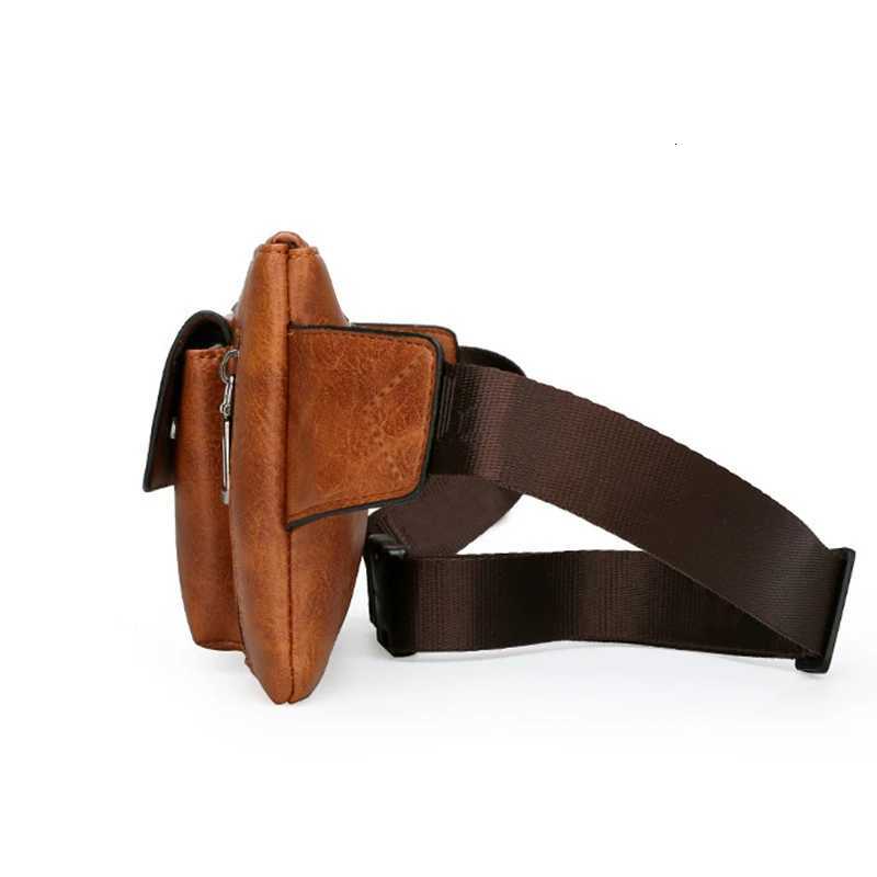 Mens single-shoulder bag is suitable for business travel It is a PU functional waist bag with a slanted cover designT251128