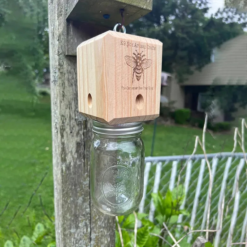 Carpenter Bee Trap - Five story roof style natural hanging carpenter bee trap - insect trap with detachable safe 250425