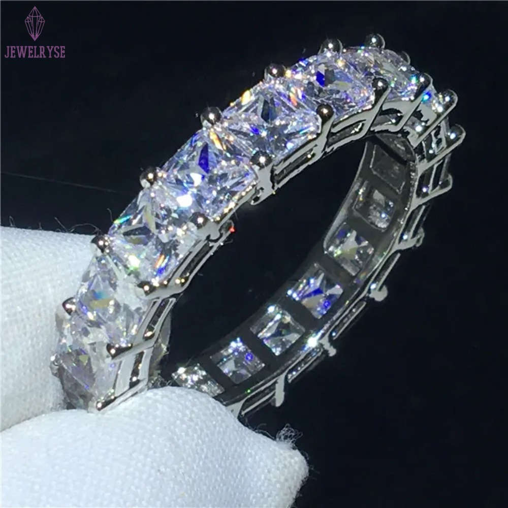Choucong Top Selling Never Fade Sparkling Luxury Jewelry 925 Sterling Silver Princess Cut White Topaz CZ Diamond Promise Wedding Bridal Ring Gift