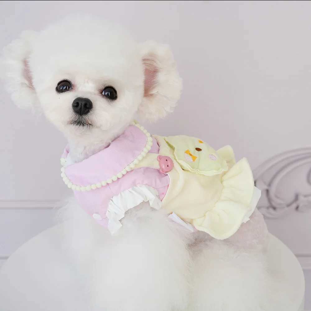 Pet Autumn/Winter Strap Skirt Cute Plush Two Piece Skirt Teddy Coat Dog Dresses for Small Dogs Puppy Clothes M251208
