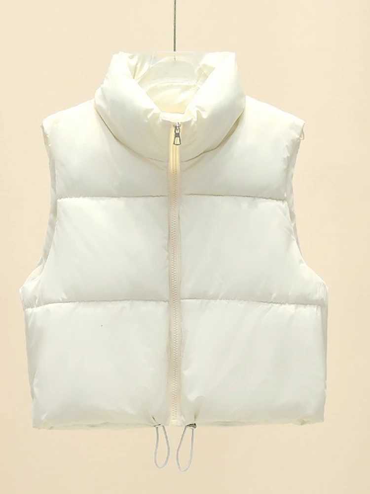 Casual Stand-up Collar Vests Solid Color Vest Coat Women Winter Zipper Coat Thickened Windproof Cold Tops Short Cotton ClothingT251128